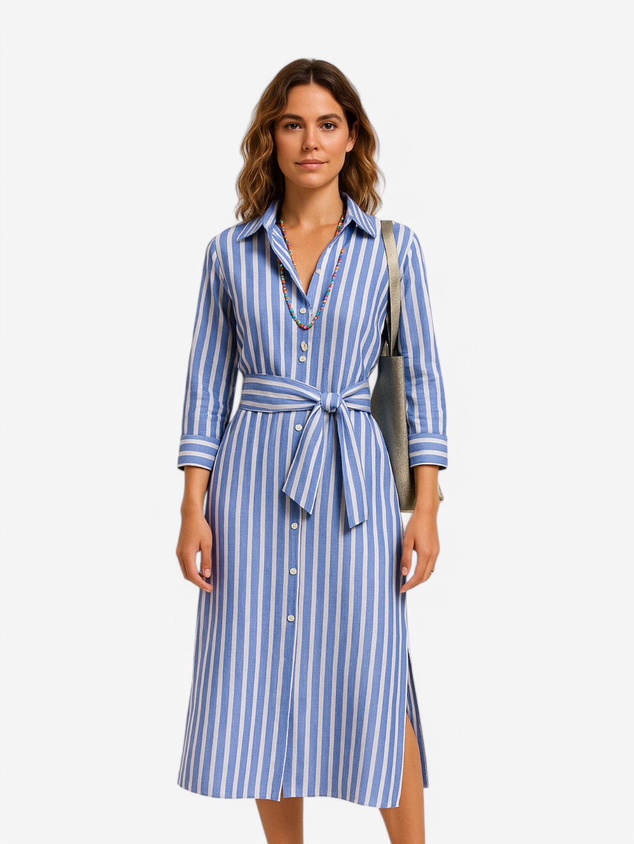 Jada | Women's Lace Up Long Sleeve Print Summer Maxi Dress