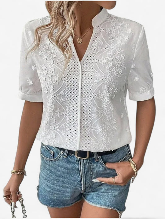 Jada | Women’s Embroidered Short Sleeve Blouse Top
