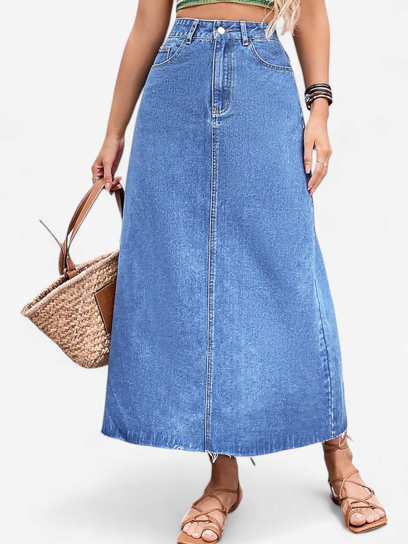 Jada | Women's High Waist Casual A Line Maxi Skirt