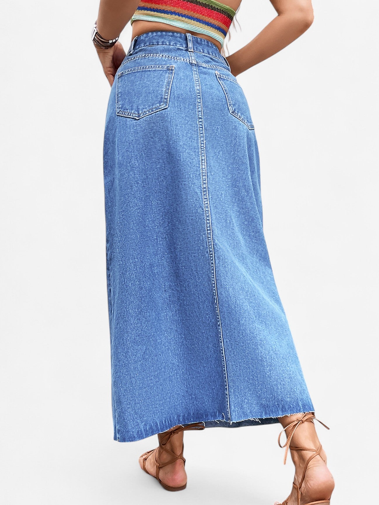 Jada | Women's High Waist Casual A Line Maxi Skirt