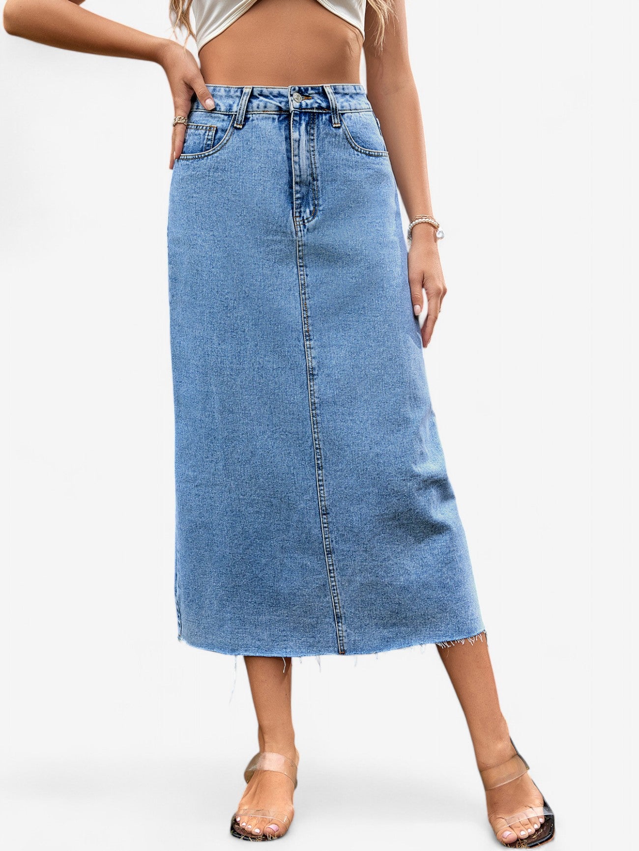Jada | Women's High Waist Casual A Line Maxi Skirt