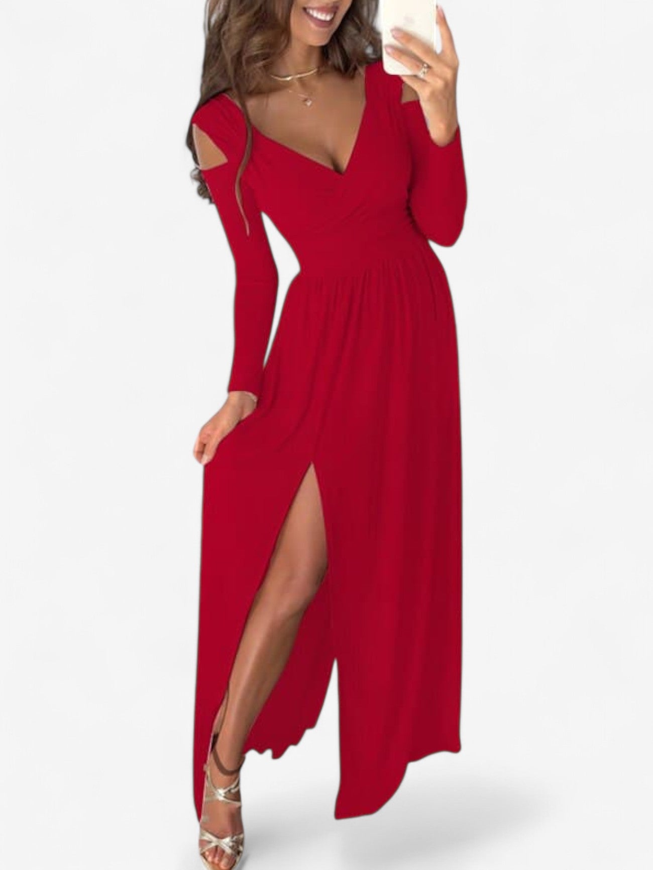 Jada | Women's Elegant Long Sleeve Wrap Maxi Dress