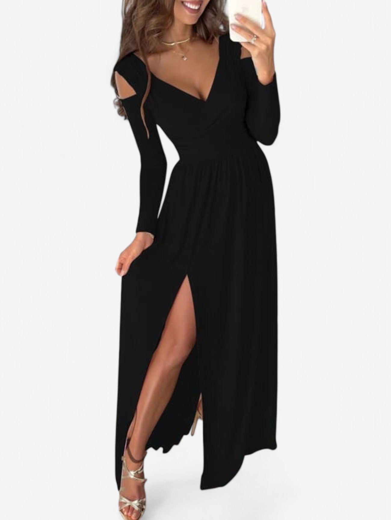 Jada | Women's Elegant Long Sleeve Wrap Maxi Dress