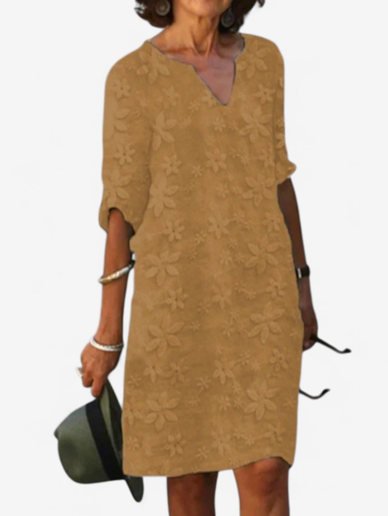 Jada | Women's Floral V Neck Short Sleeve Summer Midi Dress
