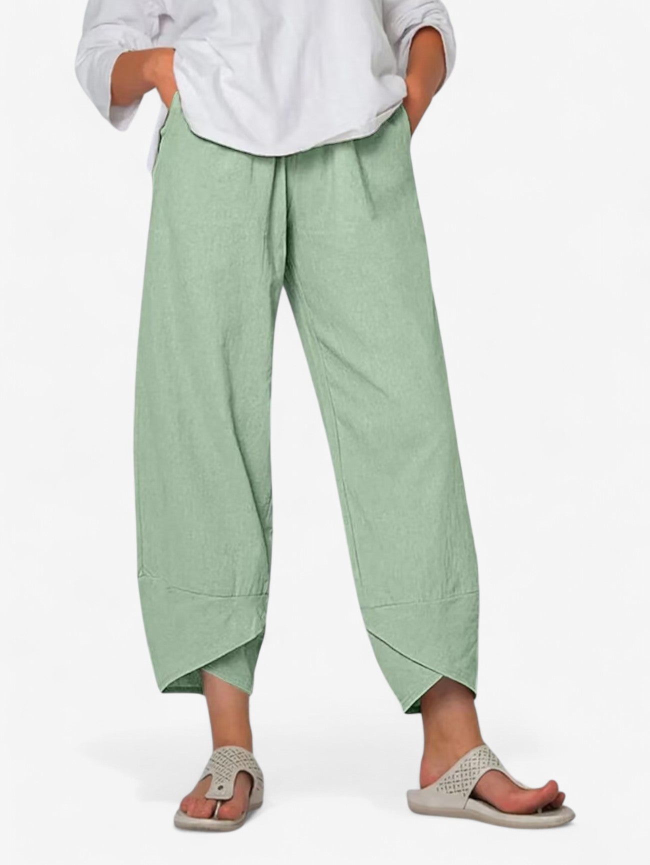 Jada | Women's Casual Wide Leg Cropped Summer Trousers
