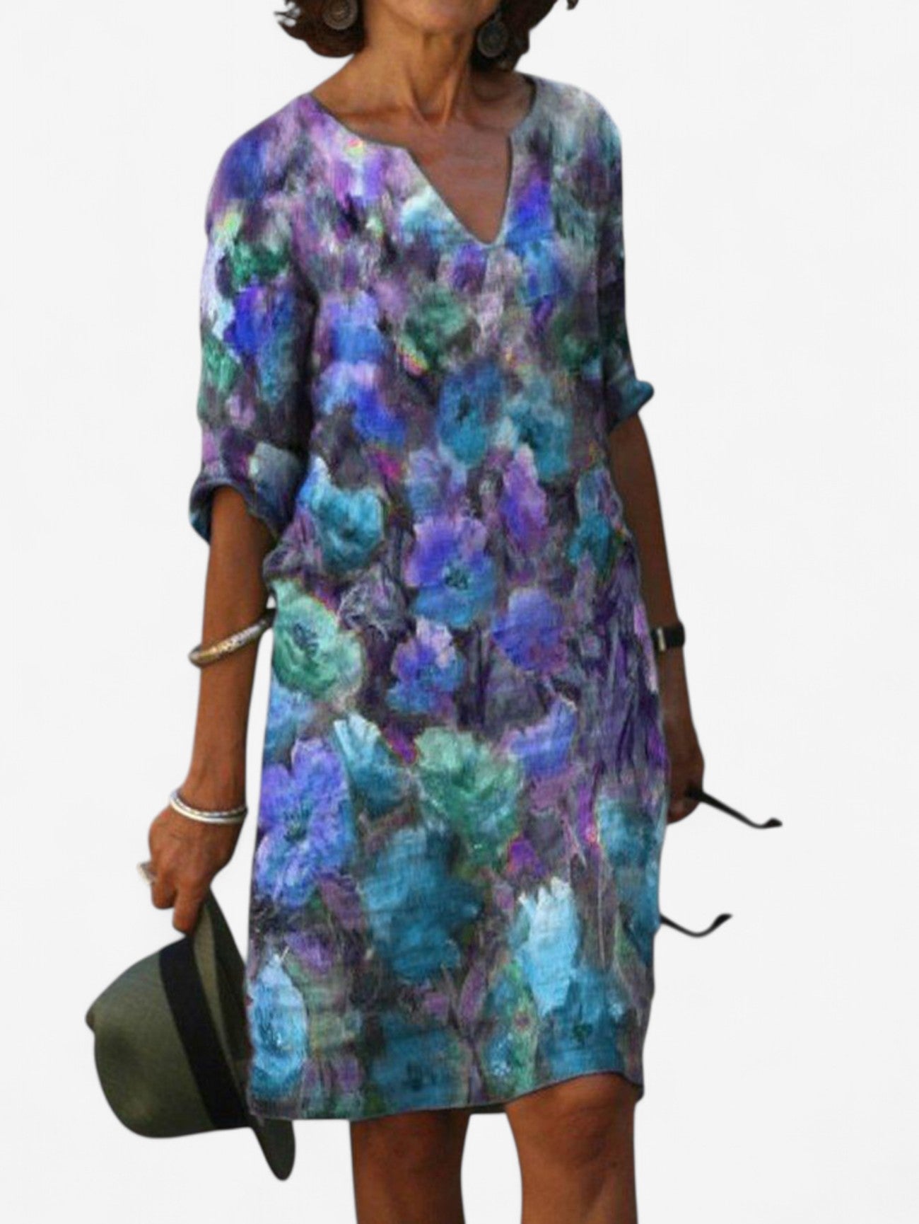 Jada | Women's V-Neck Wedding Guest Print Summer Midi Dress