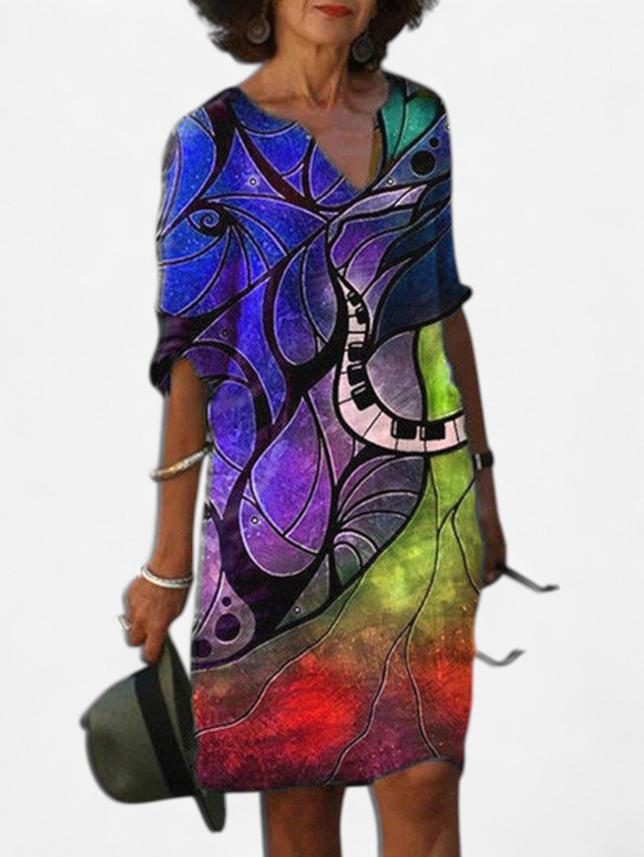 Jada | Women's V-Neck Wedding Guest Print Summer Midi Dress