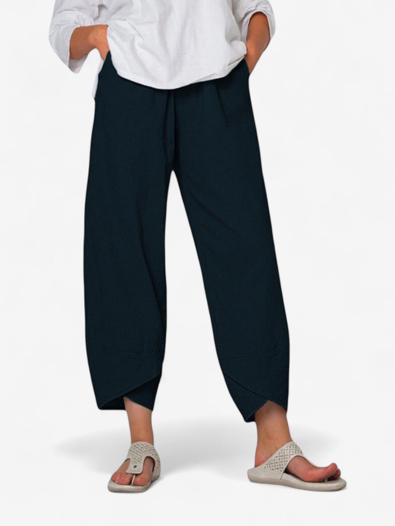 Jada | Women's Casual Wide Leg Cropped Summer Trousers