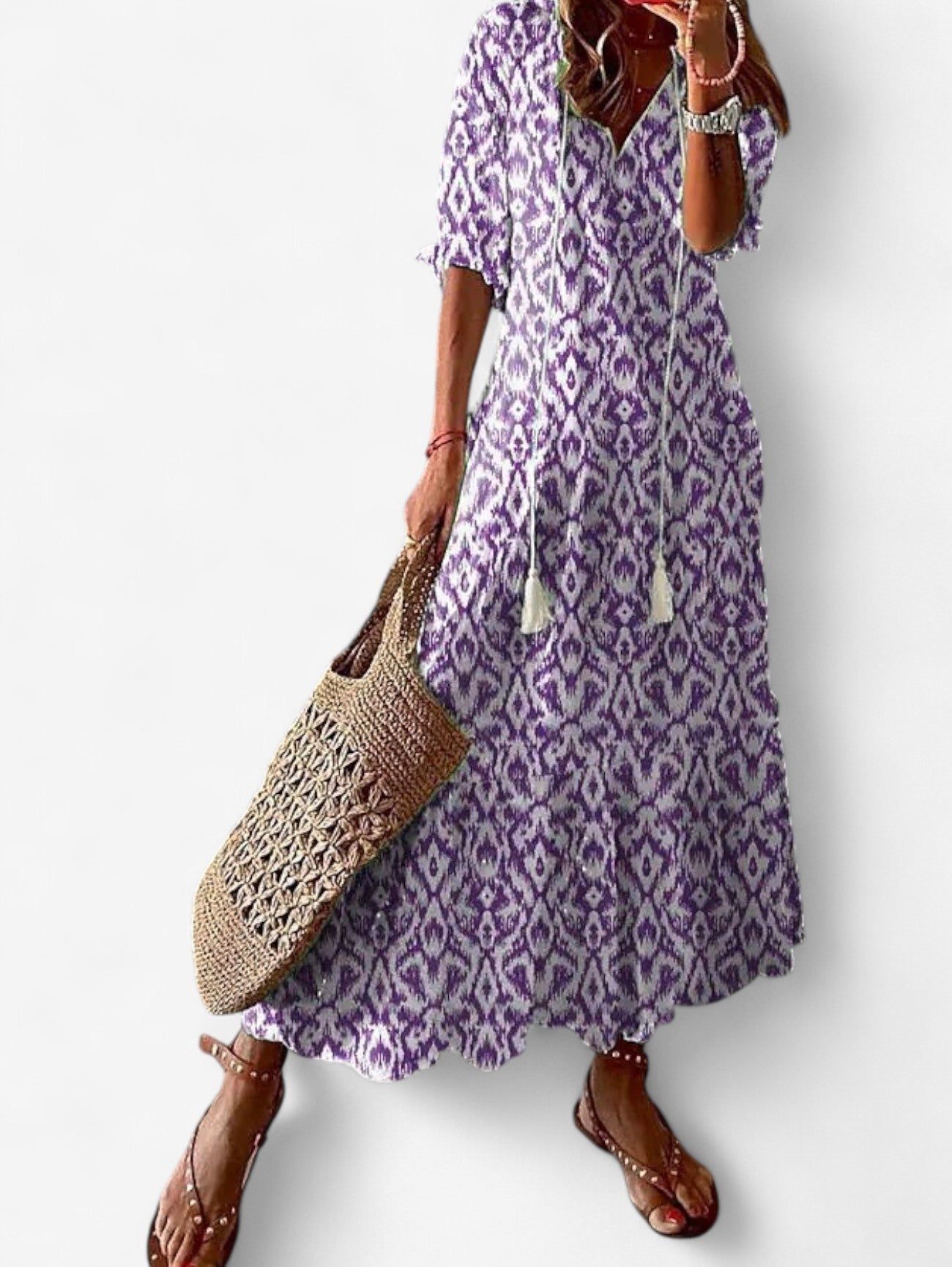 Jada | Women's Boho Floral Wrap Beach Maxi Dress
