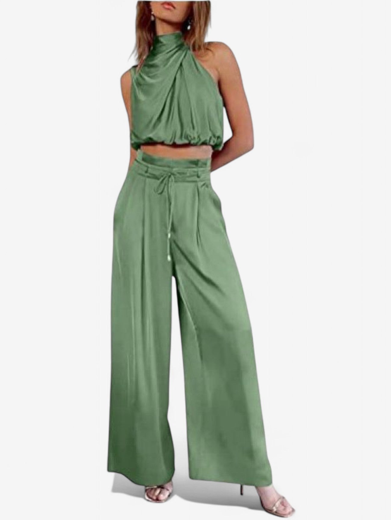 Jada | Women's Summer Outfit Crop Top and Wide Leg Pants Set
