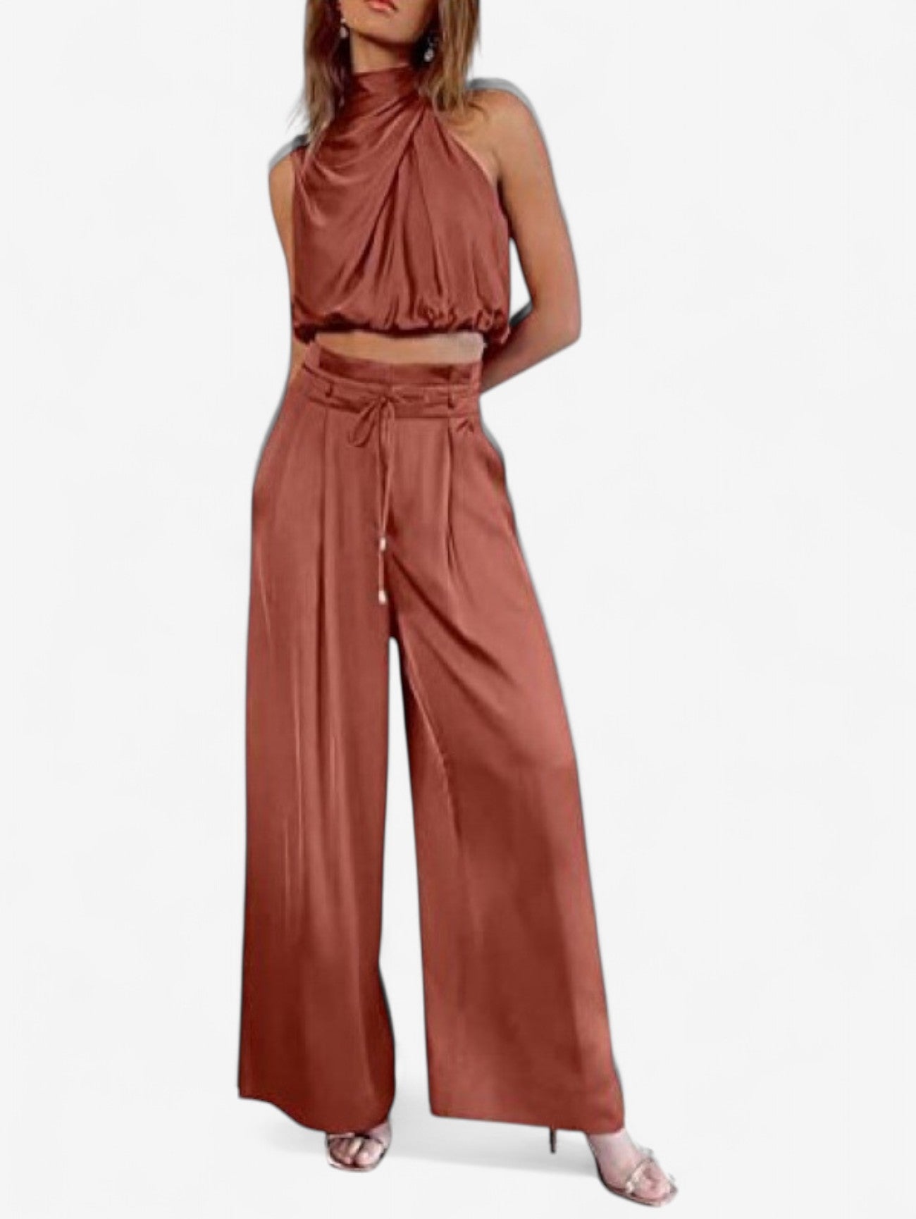 Jada | Women's Summer Outfit Crop Top and Wide Leg Pants Set