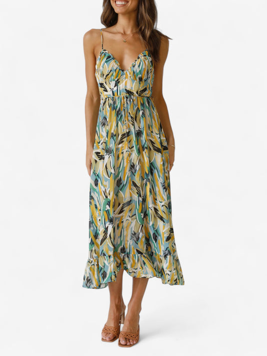 Jada | Women’s Wedding Guest V Neck Summer Midi Dress