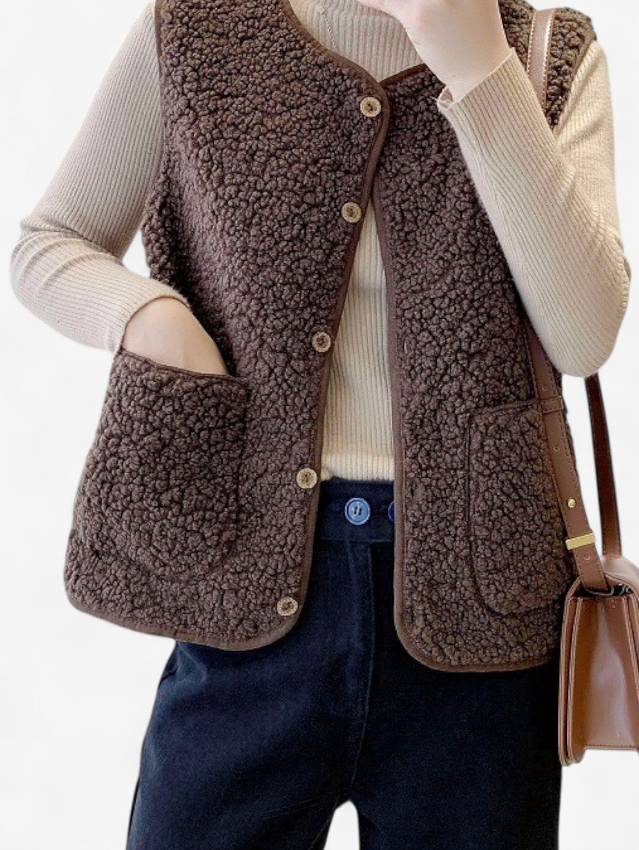 Jada | Women’s Sleeveless Button Down Vest Outerwear Jacket