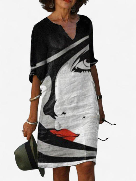 Jada | Women's V-Neck Wedding Guest Print Summer Midi Dress