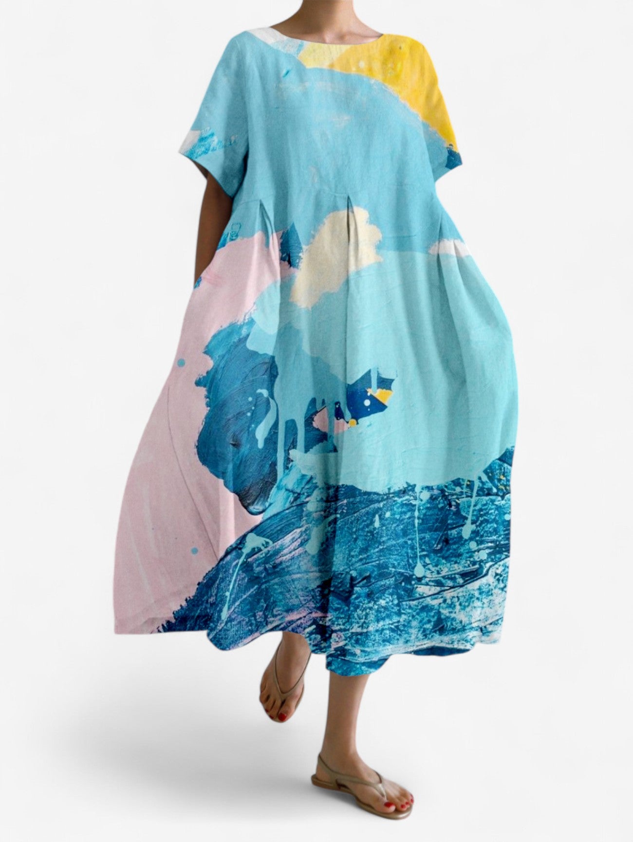 Jada | Women’s Boho Printed Loose Short Sleeve Summer Maxi Dress