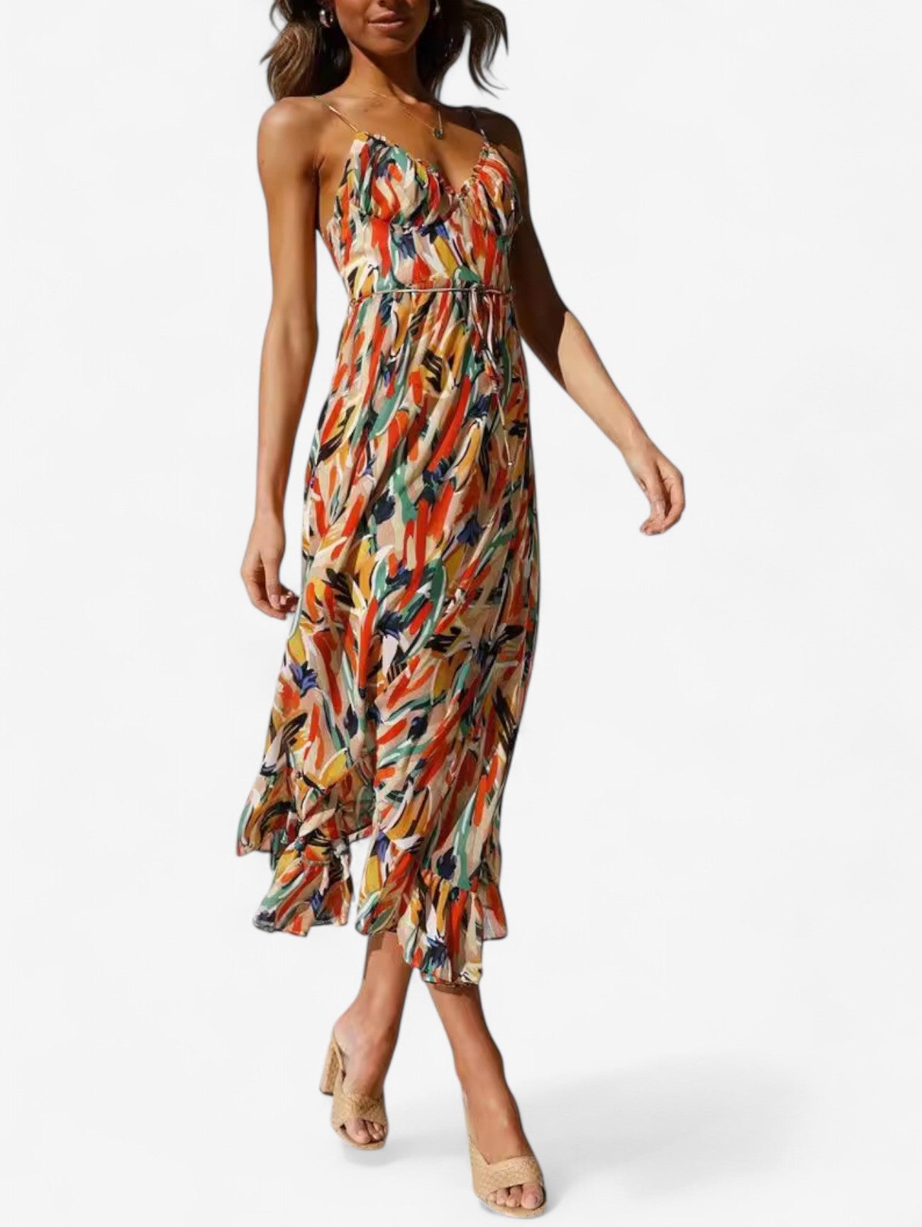 Jada | Women’s Wedding Guest V Neck Summer Midi Dress