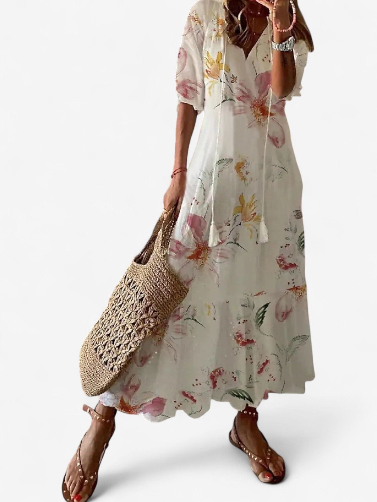 Jada | Women's Boho Floral Wrap Beach Maxi Dress