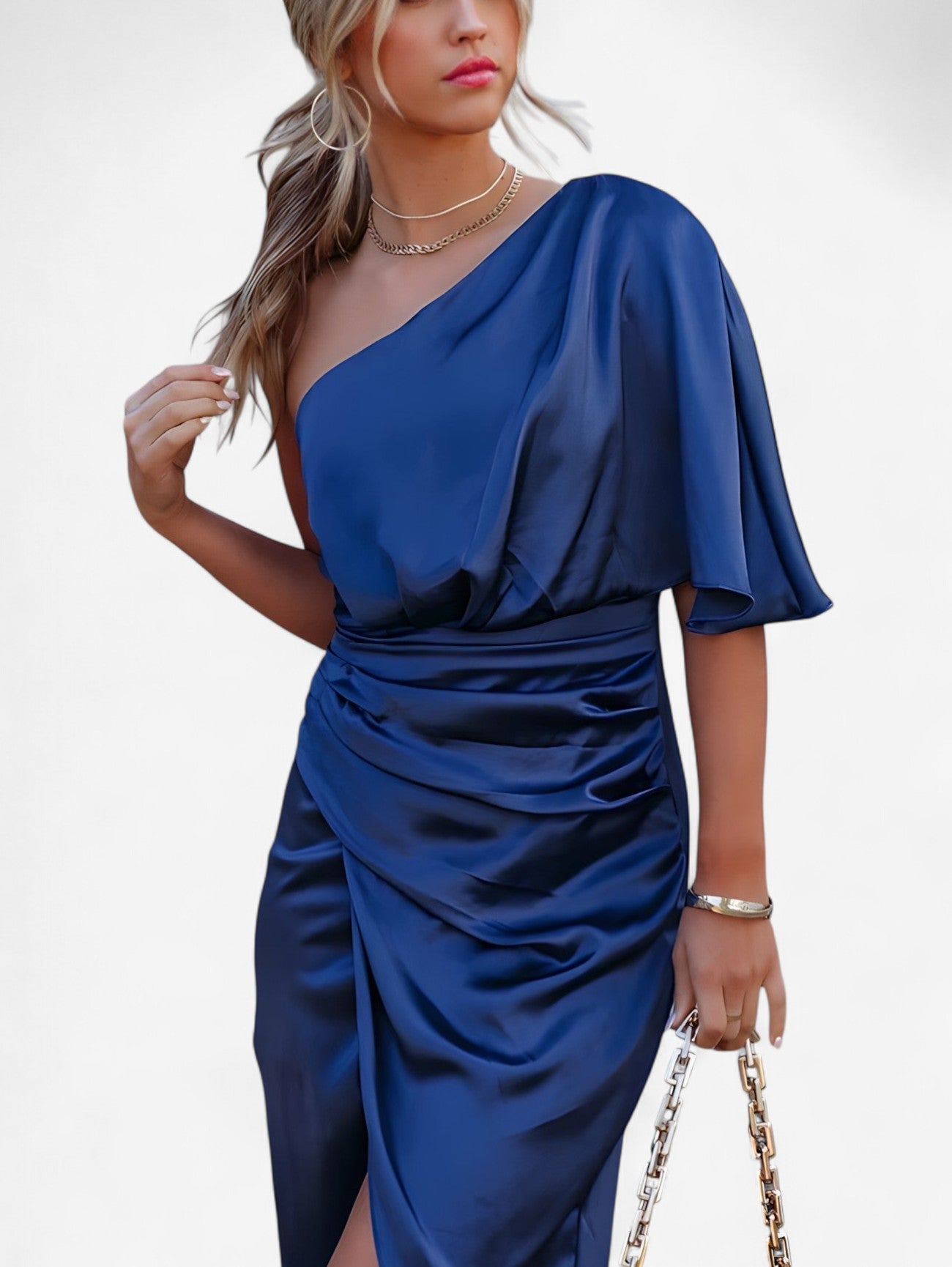 Jada | Women's One Shoulder Cocktail Midi Dress
