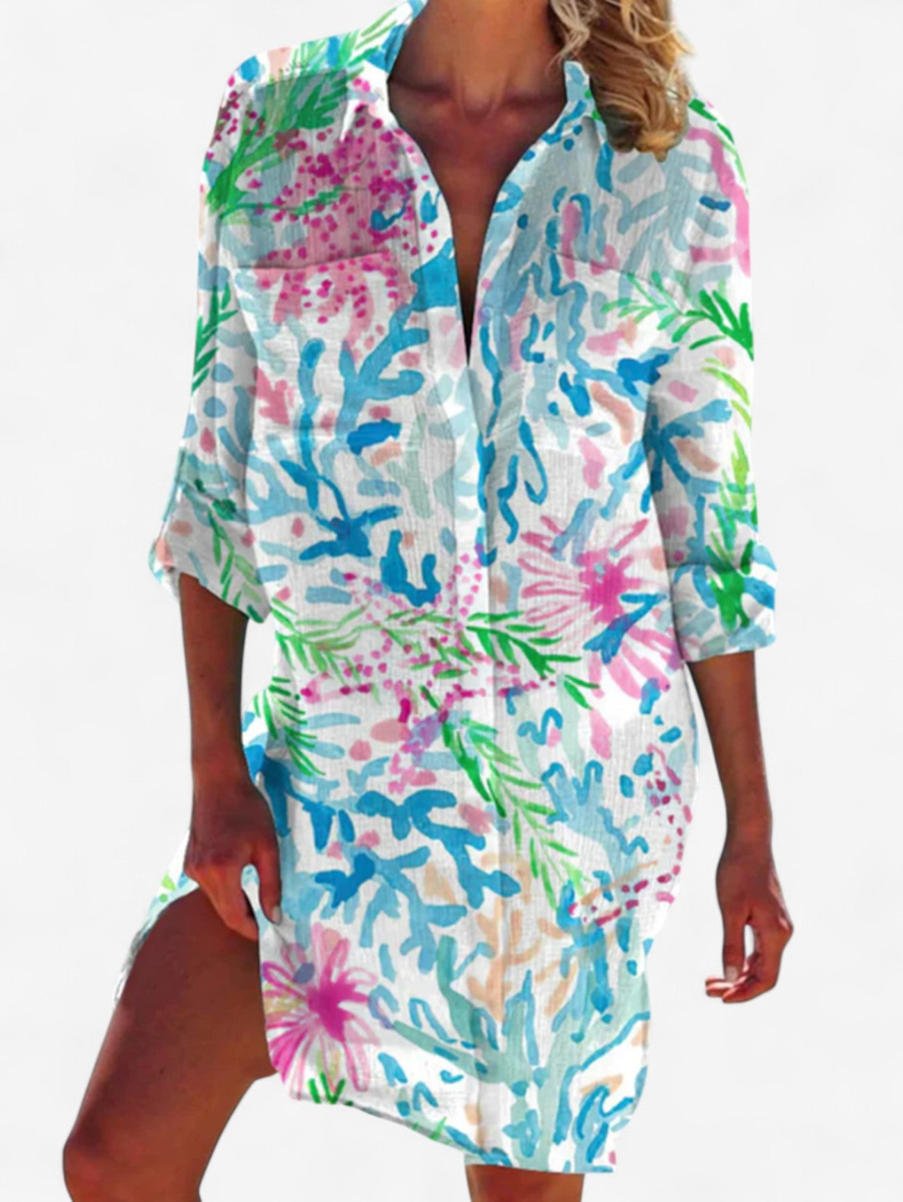 Jada | Women's Hawaiian Oversized Shirt Mini Dress
