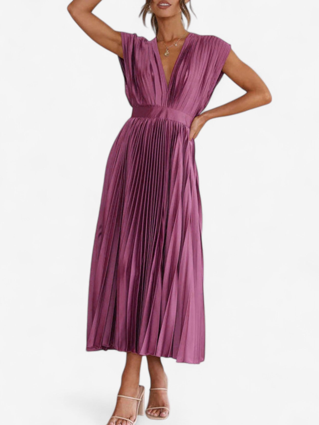 Jada | Women's Wedding Guest Wrap Pleated Maxi Dress