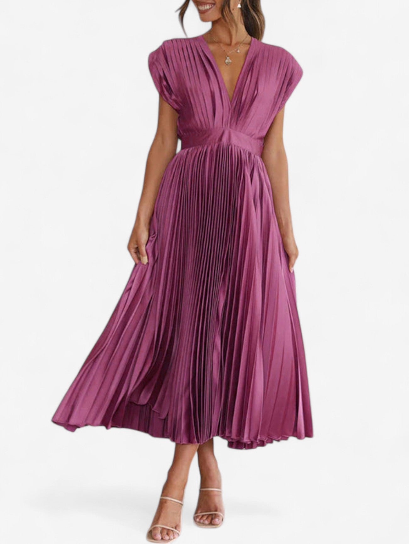 Jada | Women's Wedding Guest Wrap Pleated Maxi Dress