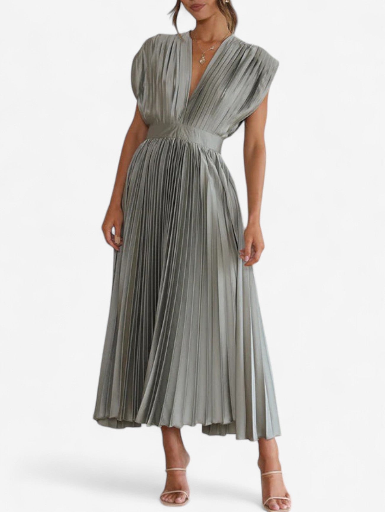 Jada | Women's Wedding Guest Wrap Pleated Maxi Dress