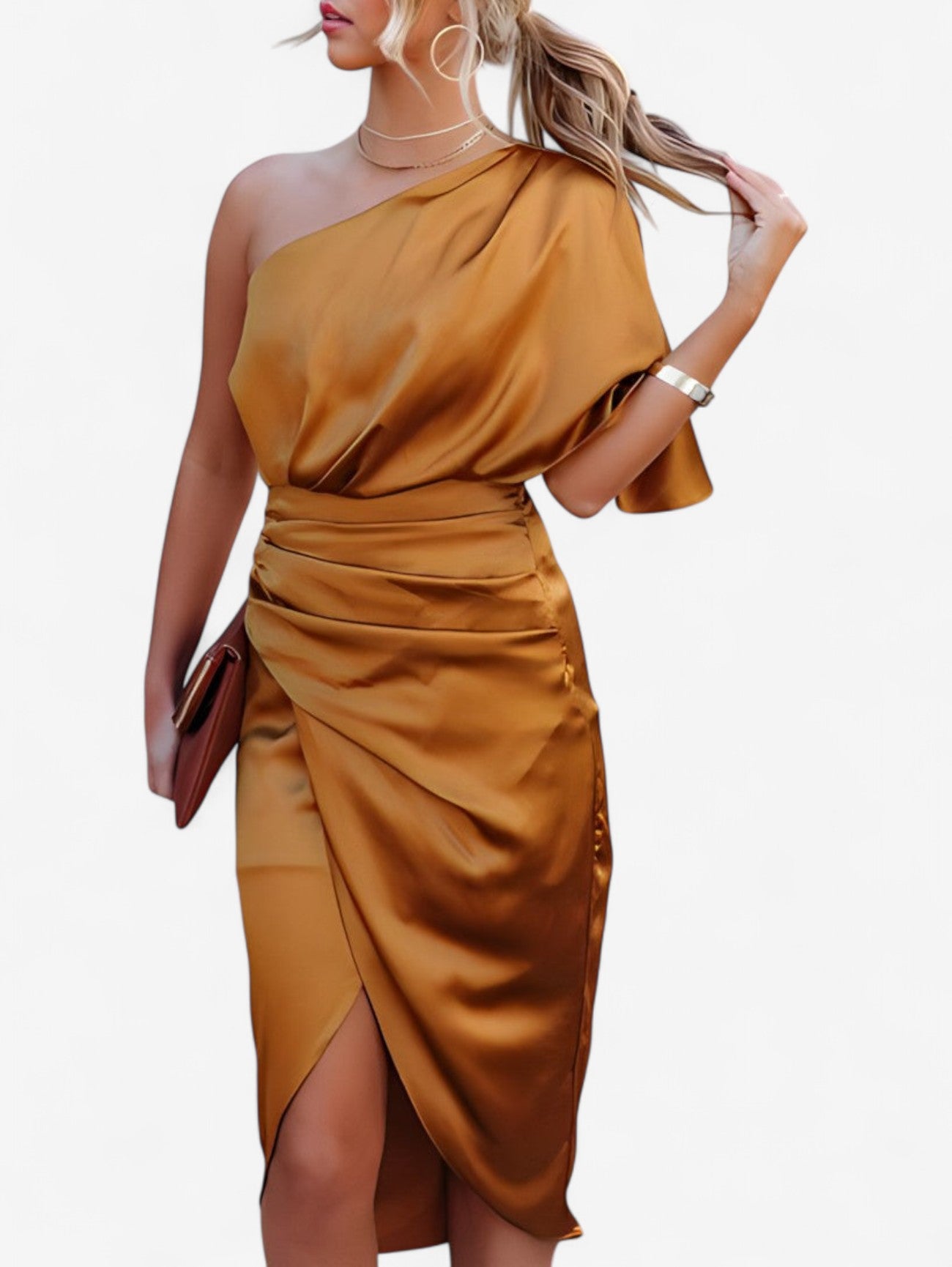 Jada | Women's One Shoulder Cocktail Midi Dress