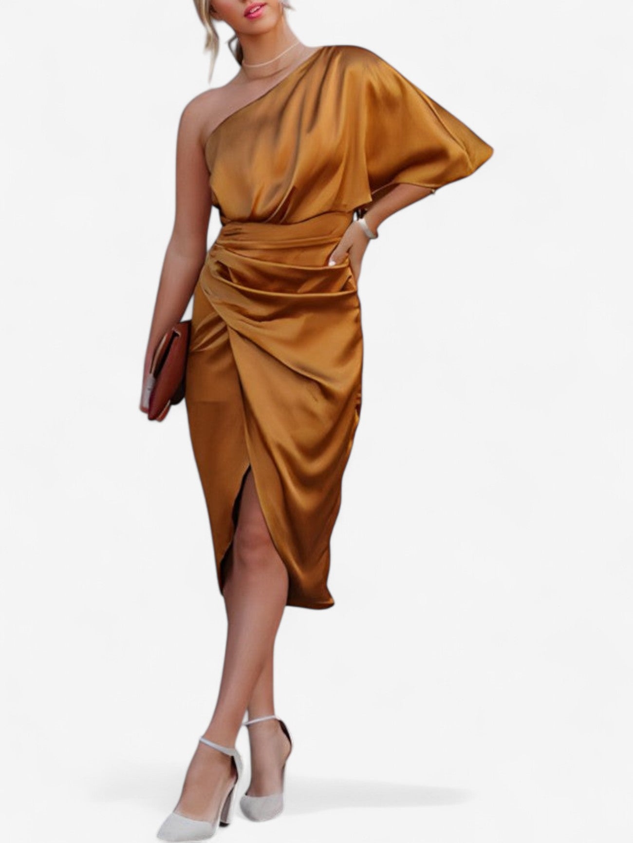 Jada | Women's One Shoulder Cocktail Midi Dress