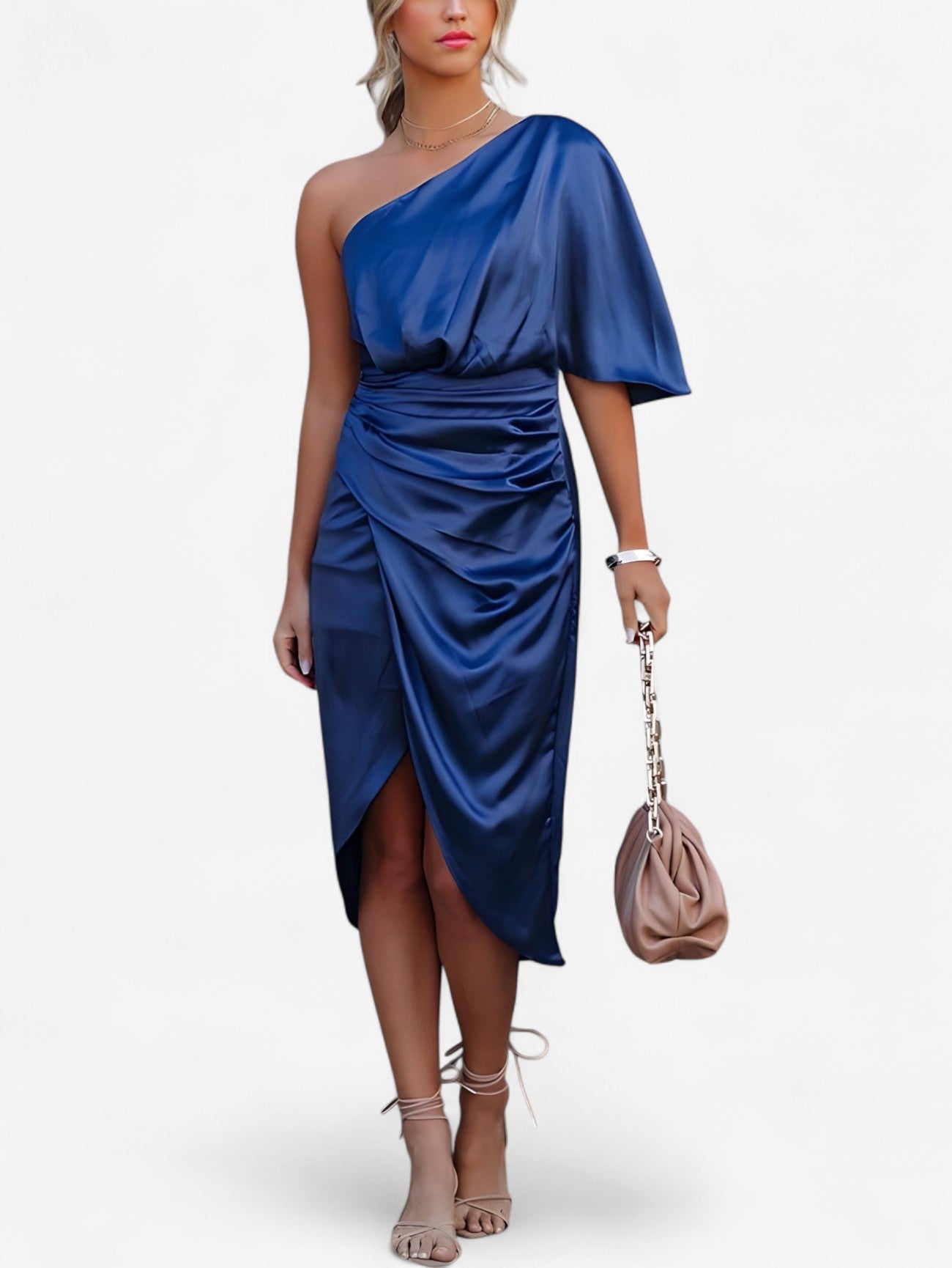 Jada | Women's One Shoulder Cocktail Midi Dress