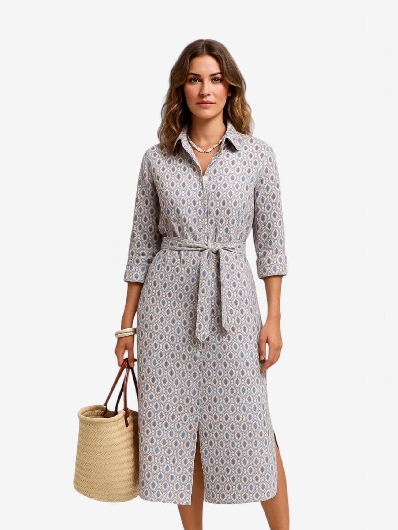 Jada | Women's Lace Up Long Sleeve Print Summer Maxi Dress