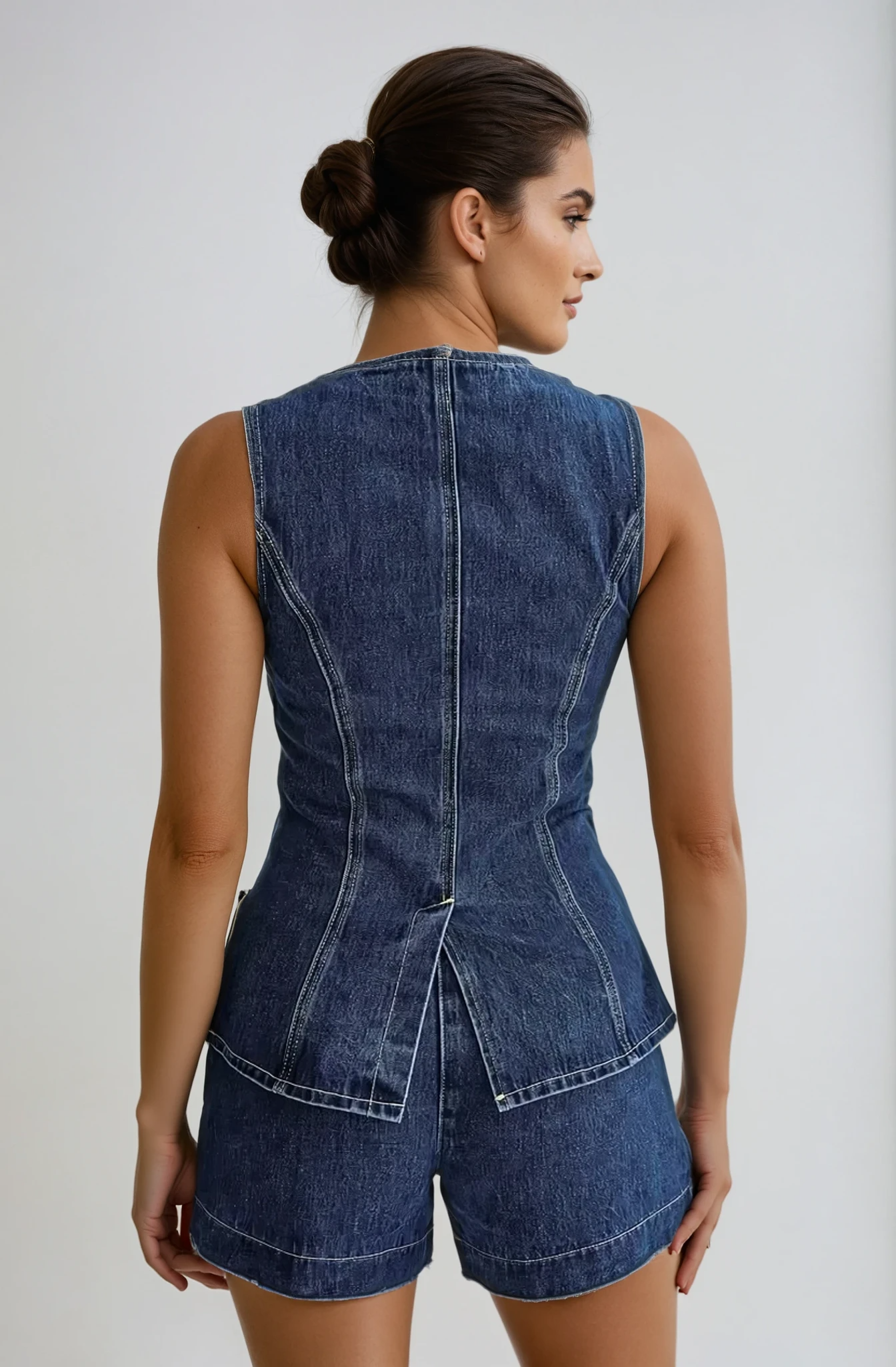 Jada | Women’s Sleeveless Denim Two-Piece Short Set